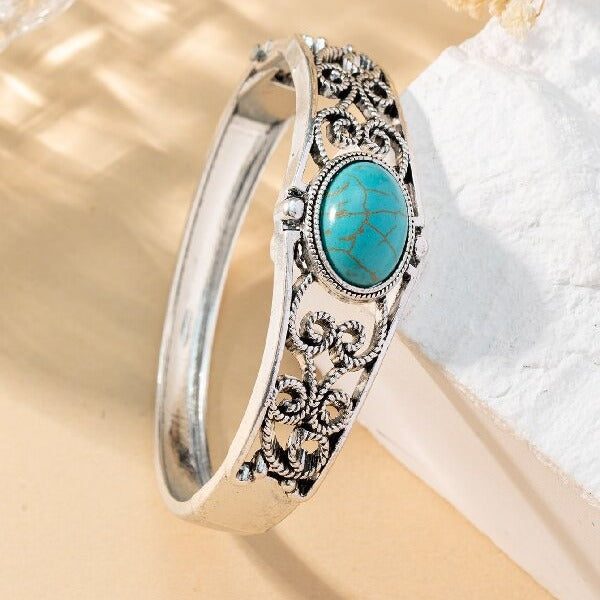 Wholesale Classic flower pattern bracelet turquoise ethnic jewelry