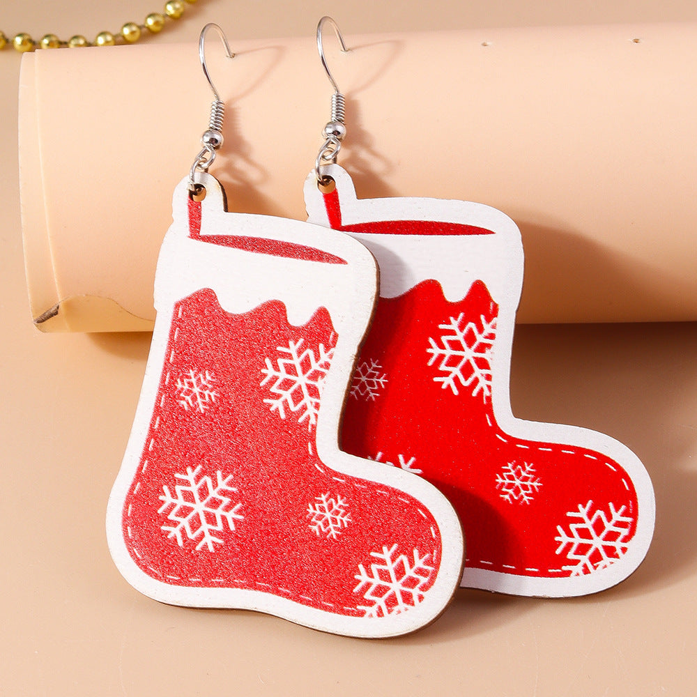 Wholesale Christmas Socks Earrings Cartoon Creative Cute  Plastic Snowflake Earrings