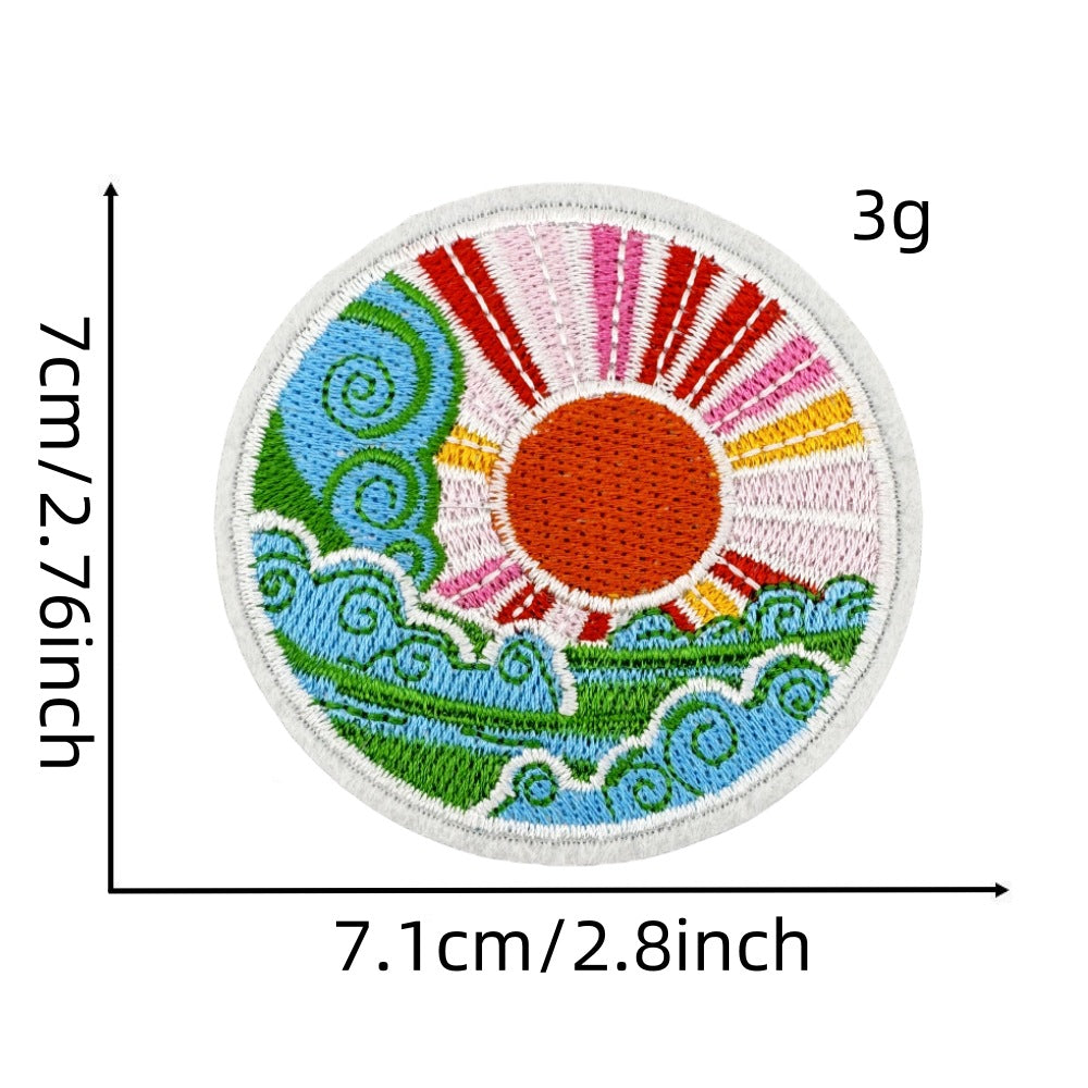 Wholesale Embroidered Patch With Landscape Adventure Design For Outdoor Travel Camping Clothing Decorative Accent