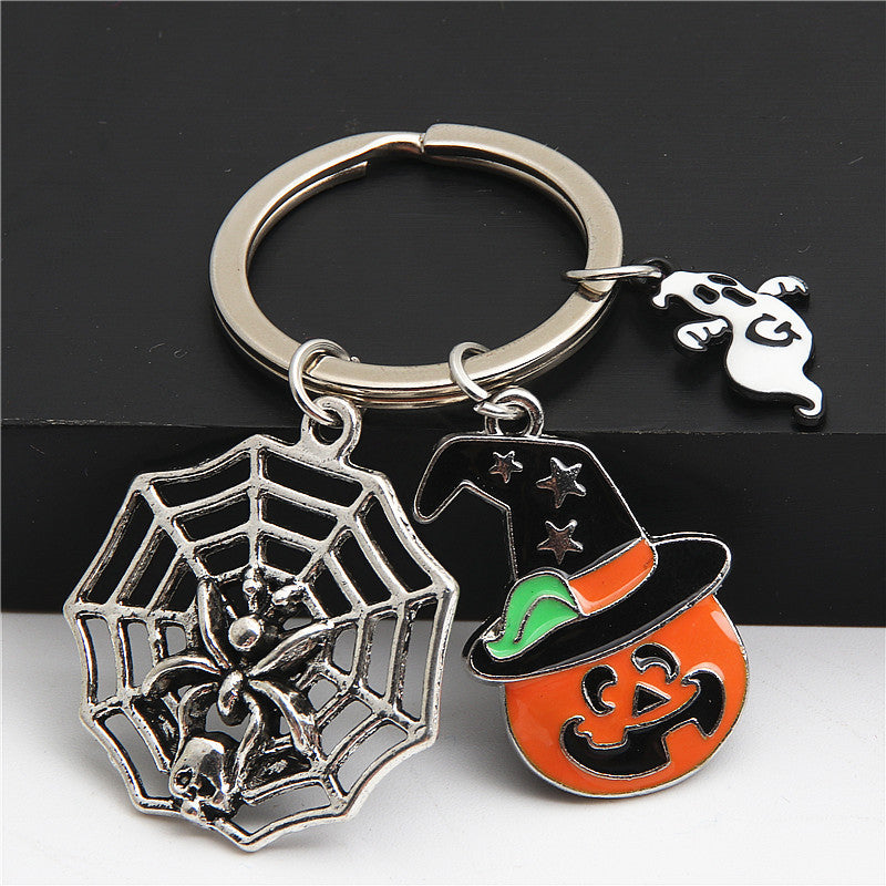 Wholesale Zinc Alloy Halloween Keychain Pumpkin Wizard Broom Teeth Pendant