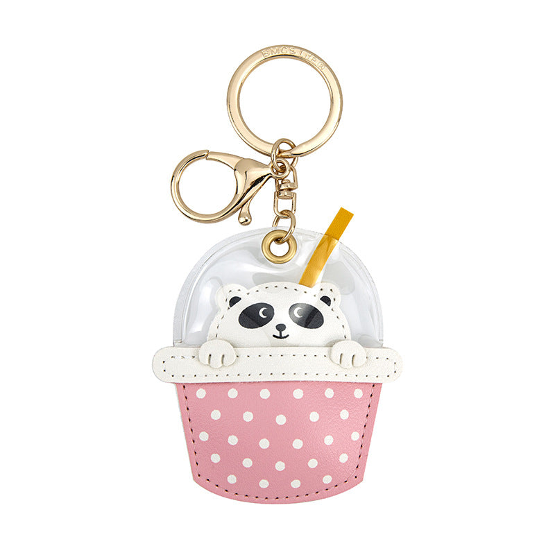 Llavero de té de leche animal de cuero al por mayor