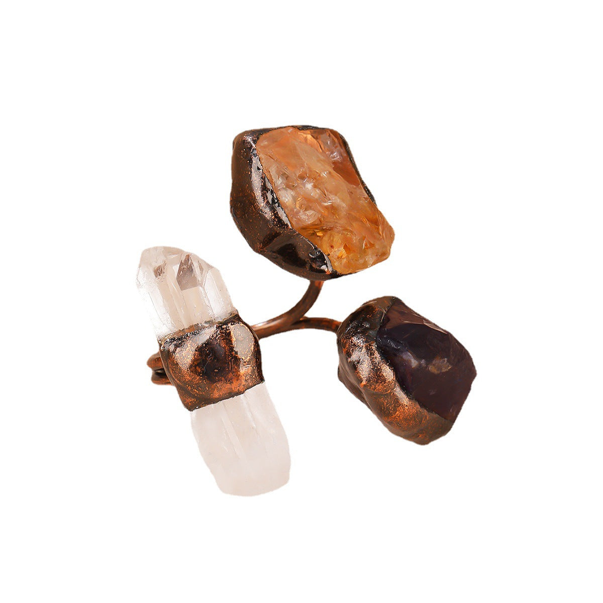 Wholesale Dark Vintage Crystal Raw Stone Ring