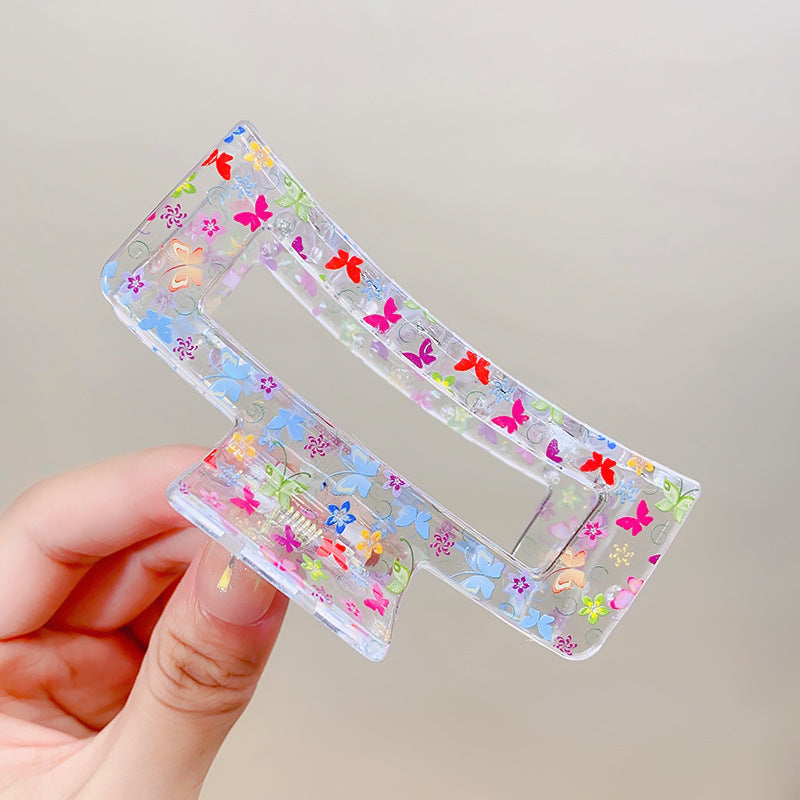 Wholesale Plastic Floral Transparent Grip Hair Clips
