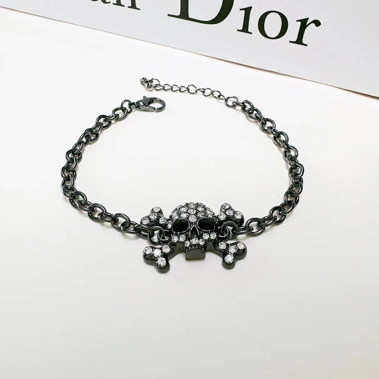 Wholesale Punk Style Distressed Diamond Skull Anchor Bracelet
