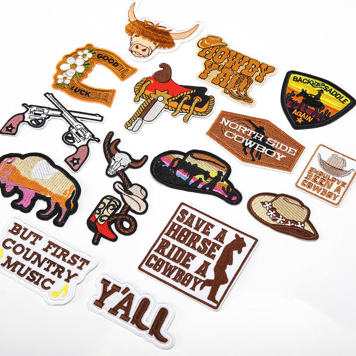 Wholesale Cartoon cloth patch western cowboy hat computer embroidery cloth patch