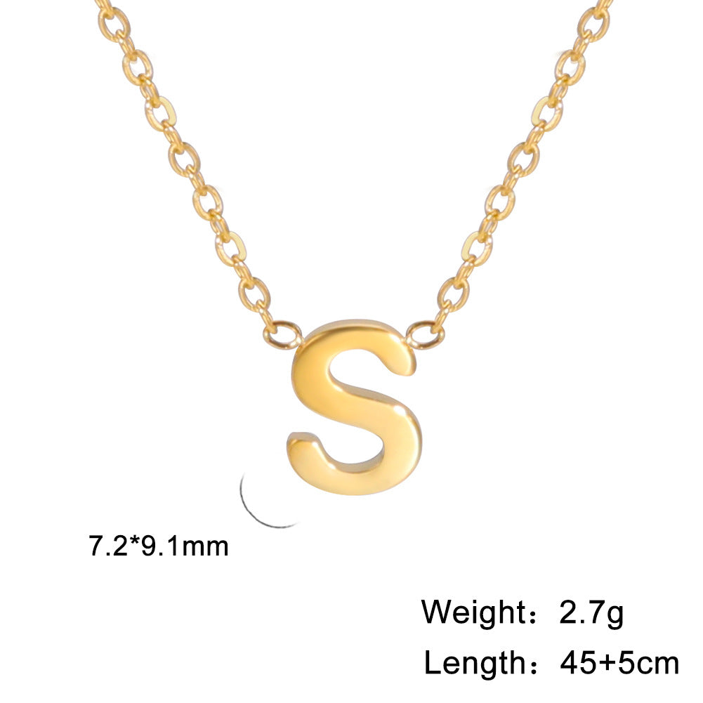 Wholesale 26 Letter 18k Genuine Gold Electroplating Non Fading Stainless Steel Necklace