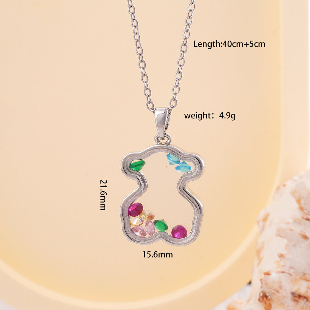 Wholesale Love Bear Necklace Copper Gold Plated Zircon Vintage Pendant Clavicle Chain