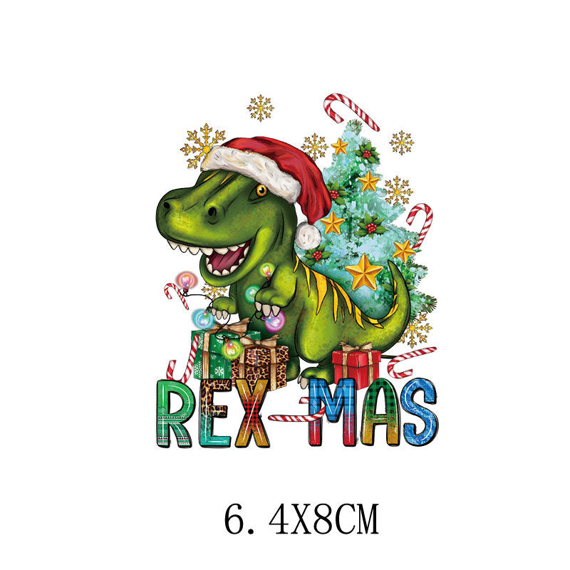 Wholesale Green cartoon Christmas heat transfer pattern   UV DTF Ready to Press Transfers Wraps