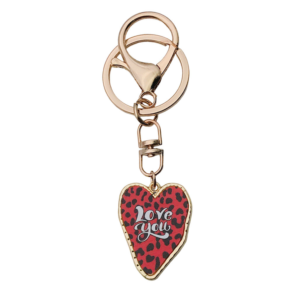 Wholesale Red Valentine' s Day Love Printed Love Metal Keychain