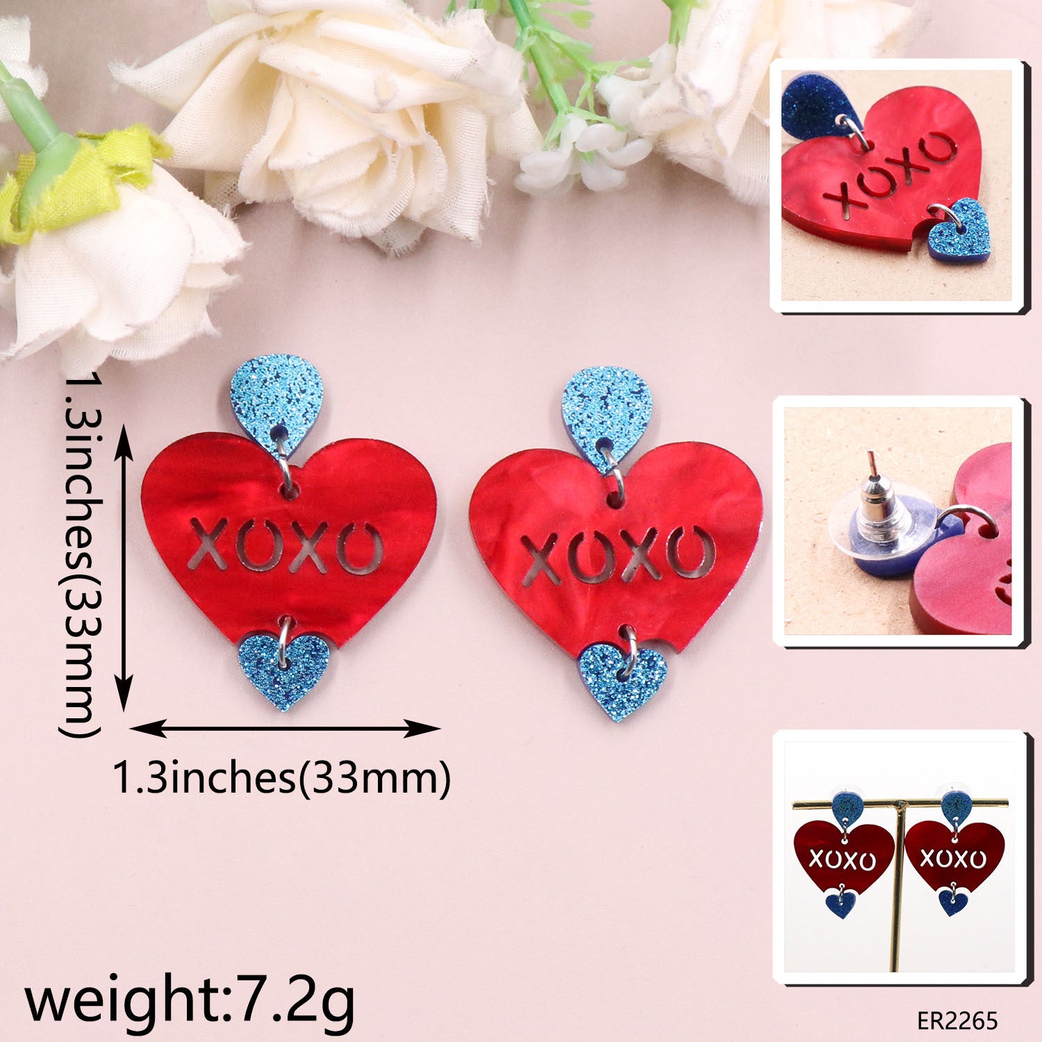 Wholesale Valentine's Day Red Love Letters Acrylic Earrings