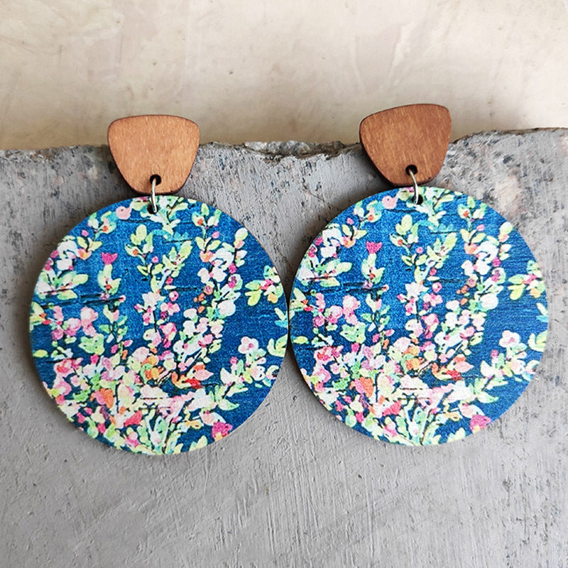 Wholesale Vintage Floral Wood Earrings Bohemian Earrings