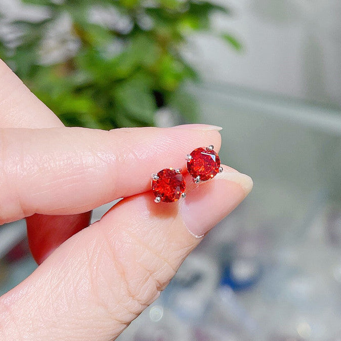 Wholesale Colored zircon four  prong stud earrings