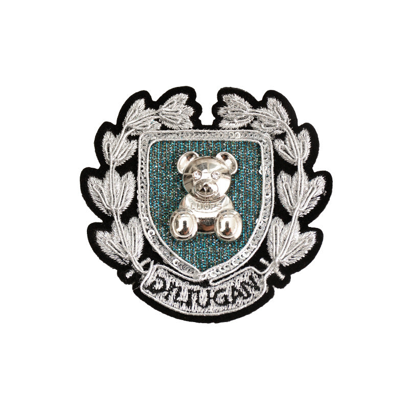 Wholesale Embroidered Bear Brooch Stylish Women Coat Pin Fashion Accessory