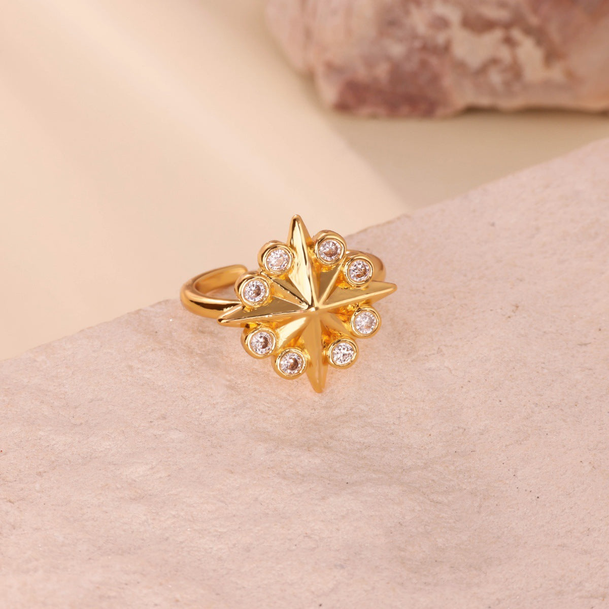 Wholesale gold-plated open ring double-layer ring luxury index finger ring