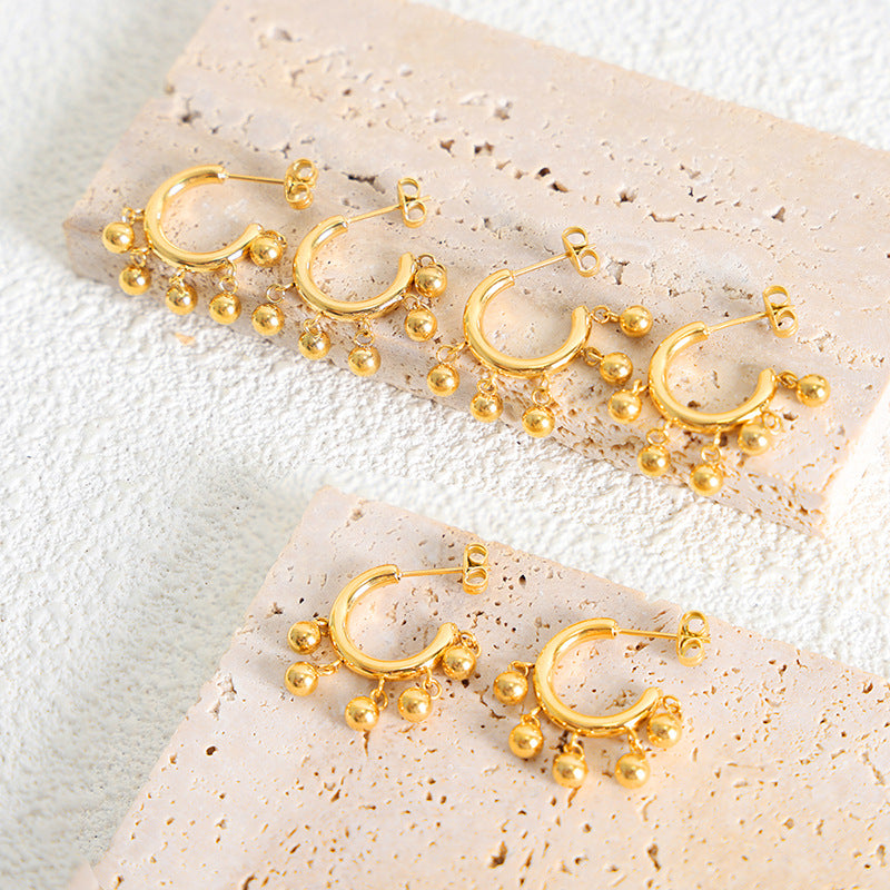 Wholesale Summer New Tassel C-shaped Gold Plated Earrings