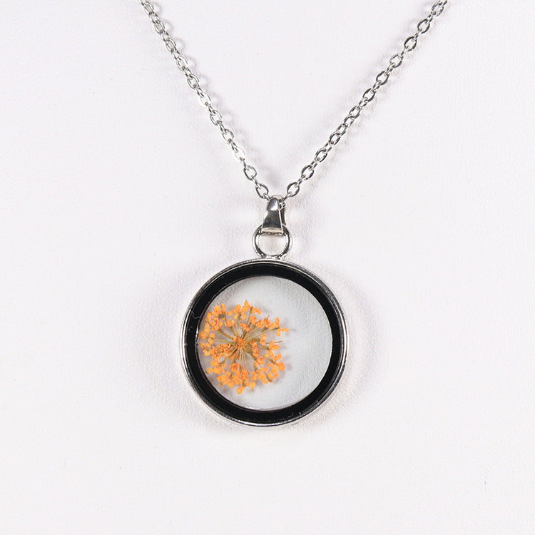 Wholesale 10pcs Four-leaf Clover Daisy Baby's Breath Pendant Necklace