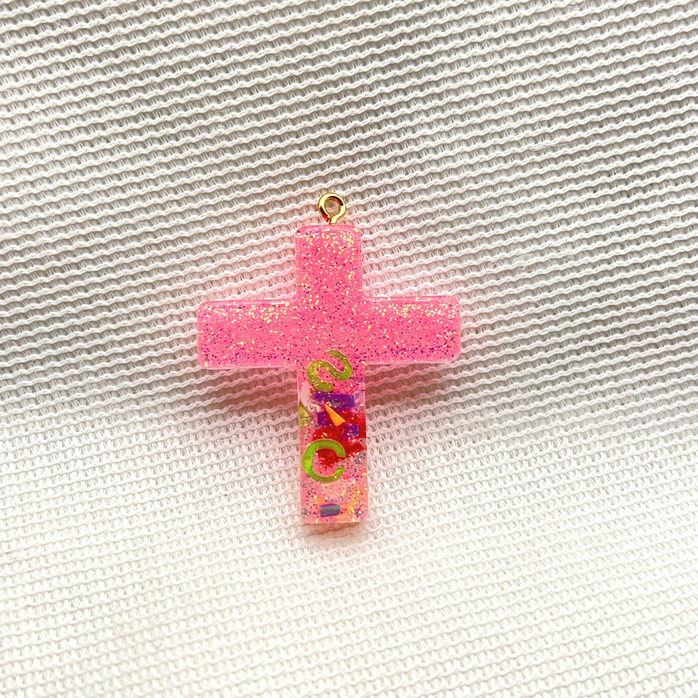 Wholesale Plastic Resin Seven Color Cross DIY Cup Chain Accessories