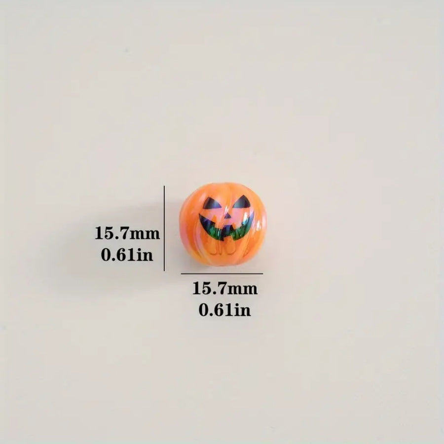 Wholesale 50pcs Acrylic UV-plated Funny Halloween Pumpkin Beads DIY Jewelry Accessories Beads