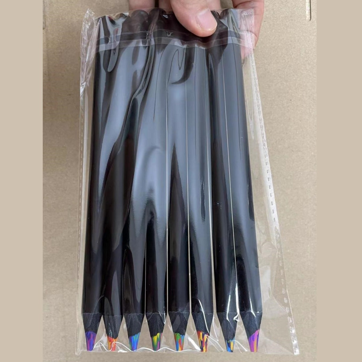 Wholesale 8 Colors Black Wood Rainbow Pencil Rainbow Pencil