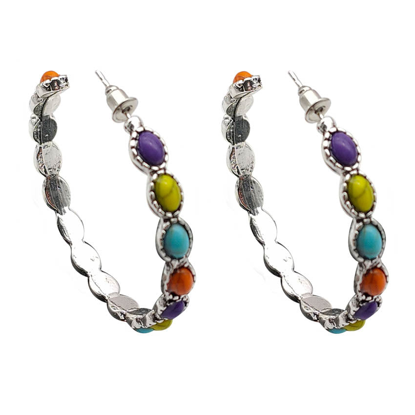 Pendientes de círculo grande de metal turquesa de forma turquesa al por mayor