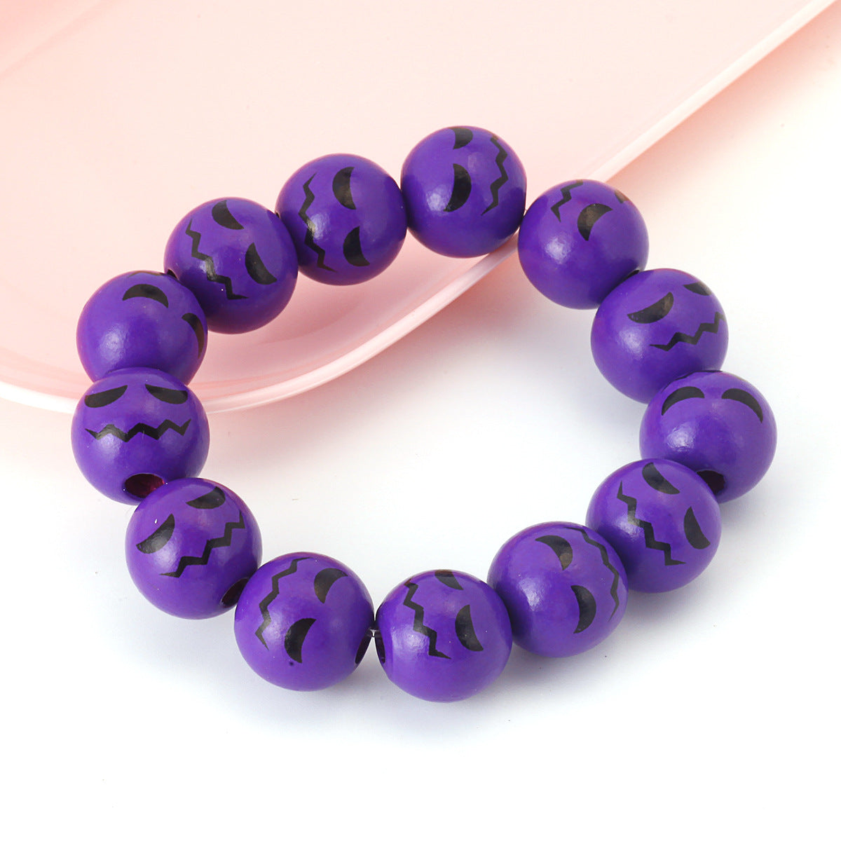 Wholesale Halloween Bracelet Beaded Pumpkin Head Skull Ghost Beads 16mm Wooden Beads Black Stone Bracelets