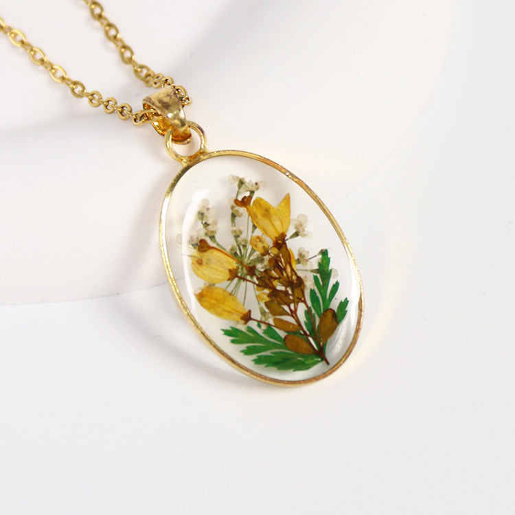 Wholesale 6pcs Original Resin Dried Flower Dripping Glue Necklace