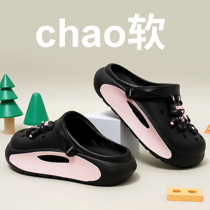 Wholesale  New Style Hole Shoes Women's Summer Outer Wear Soft Bottom Baotou Sandals and Slippers Women's Non-Slip Fashionable