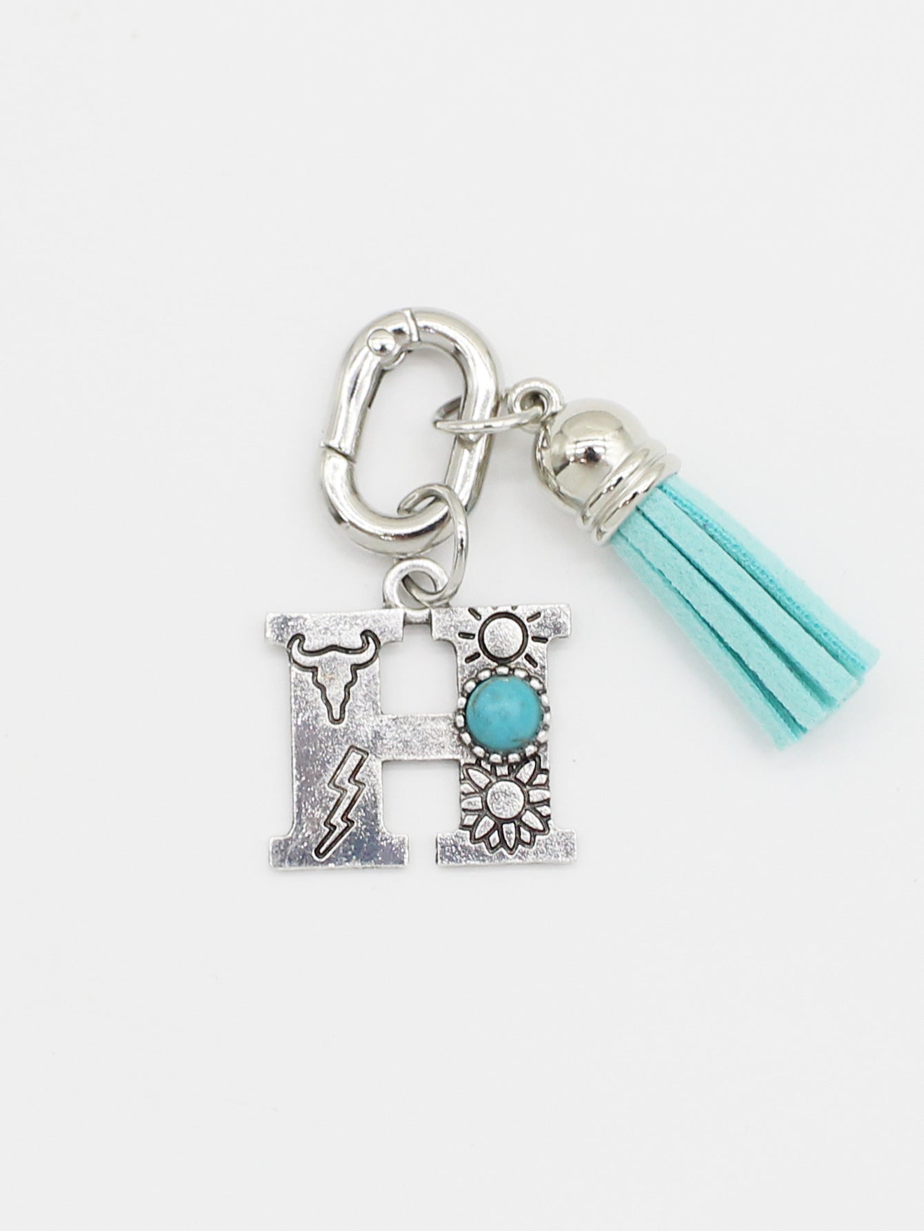 Wholesale ethnic style turquoise 26 letter tassel pendant