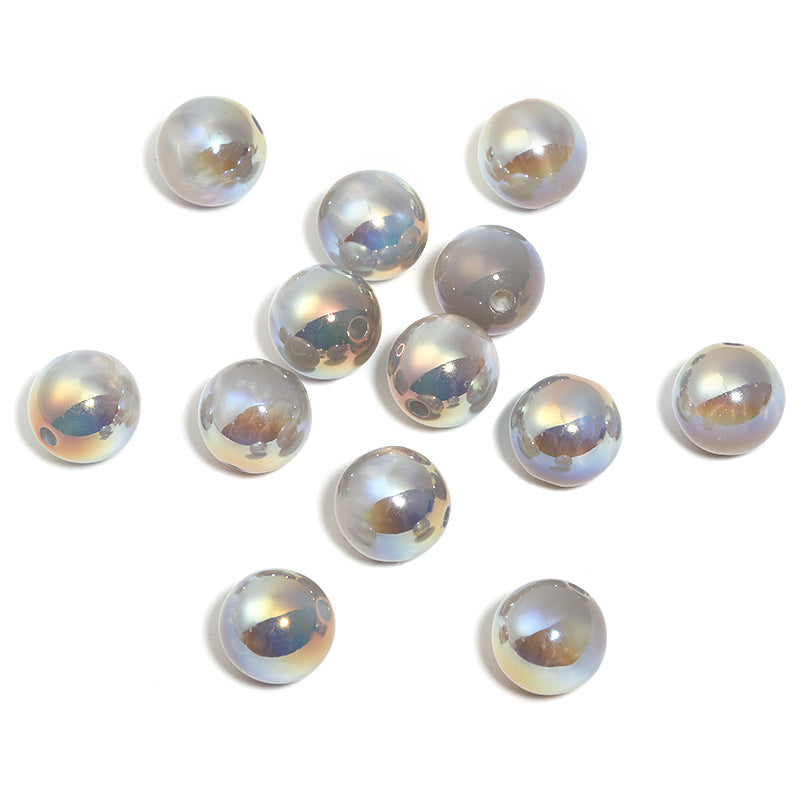 Wholesale UV color coated milk tea cat's eye high gloss acrylic small round beads