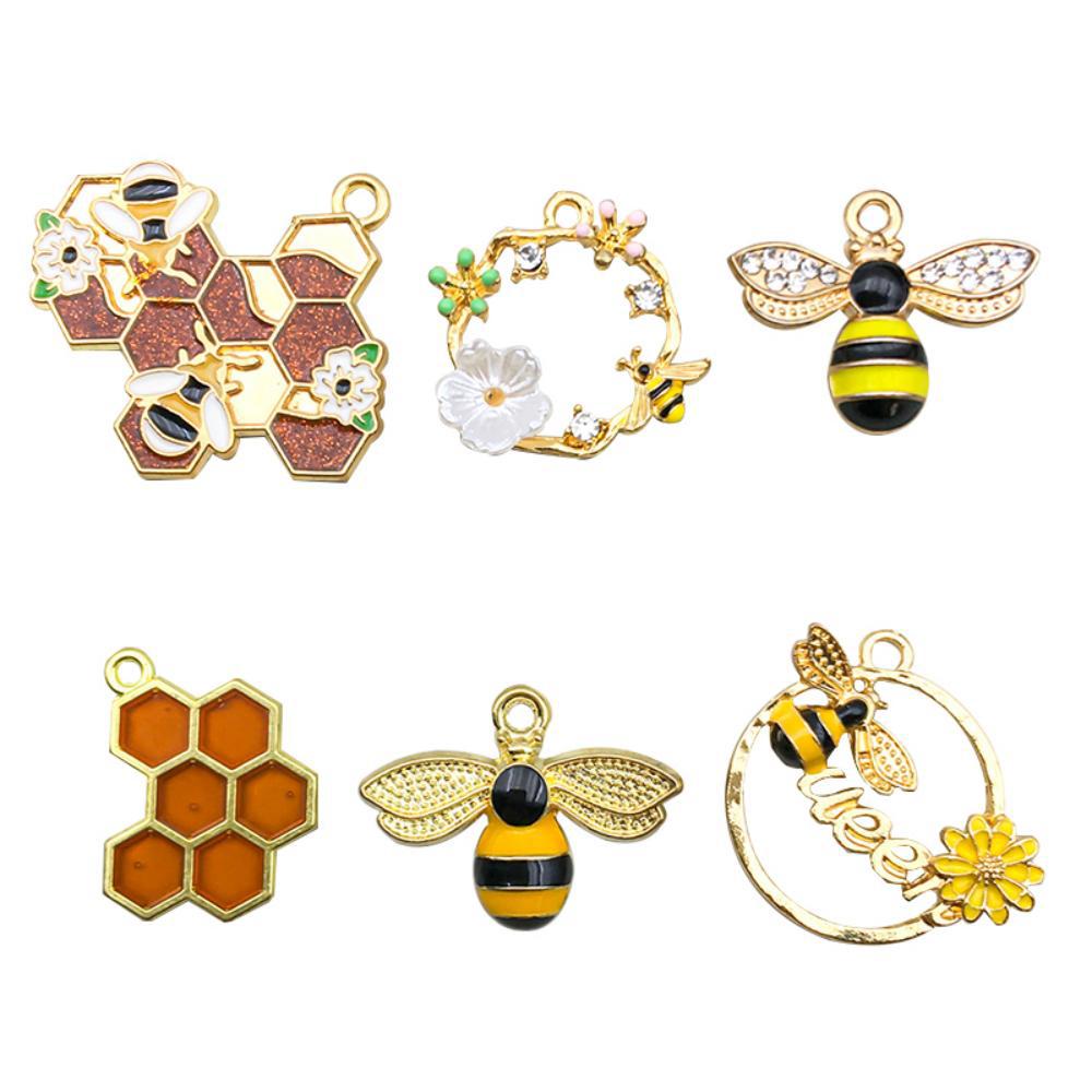 Wholesale 1 Drop Oil Alloy Yellow Simulation Cute Cartoon Bee Hive Pendant DIY Pendant