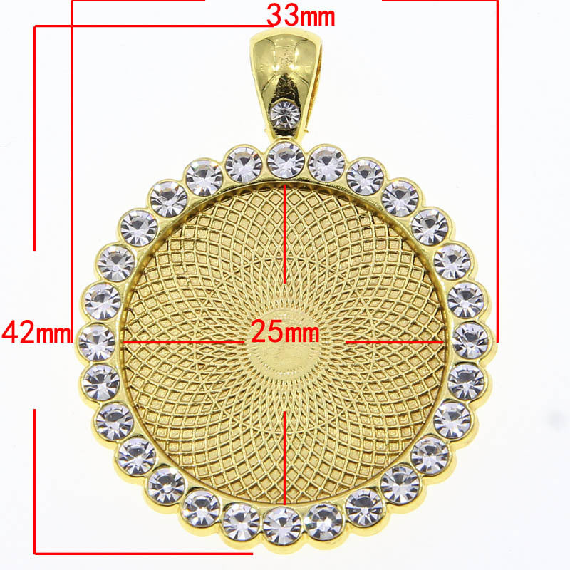 Wholesale100PCS/PACK Alloy 25mm Round Time Gemstone Dot Diamond Base
