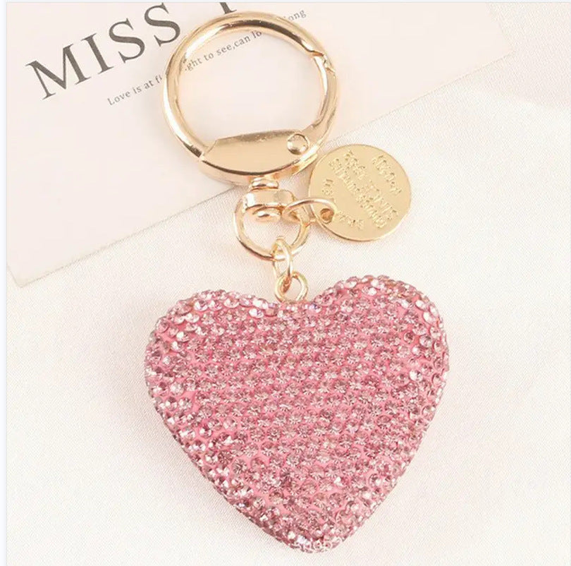 Wholesale Zinc Alloy Full Diamond Peach Heart Keychains