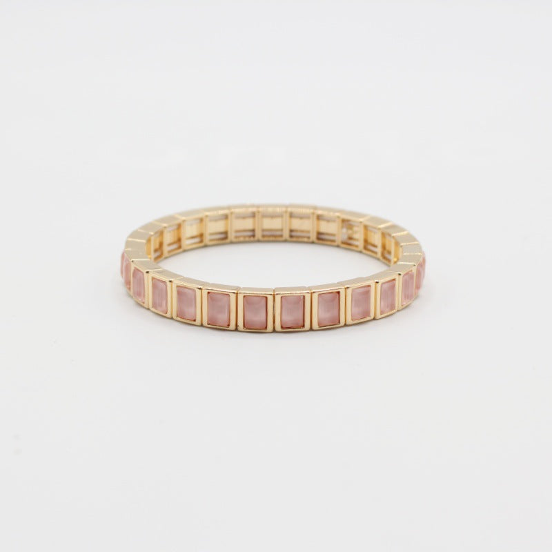 Wholesale Geometric Mocha Crystal Enamel Cuff Bracelet Stackable Bangle Chic Unisex Jewelry Accessory Gift Boutique Resale
