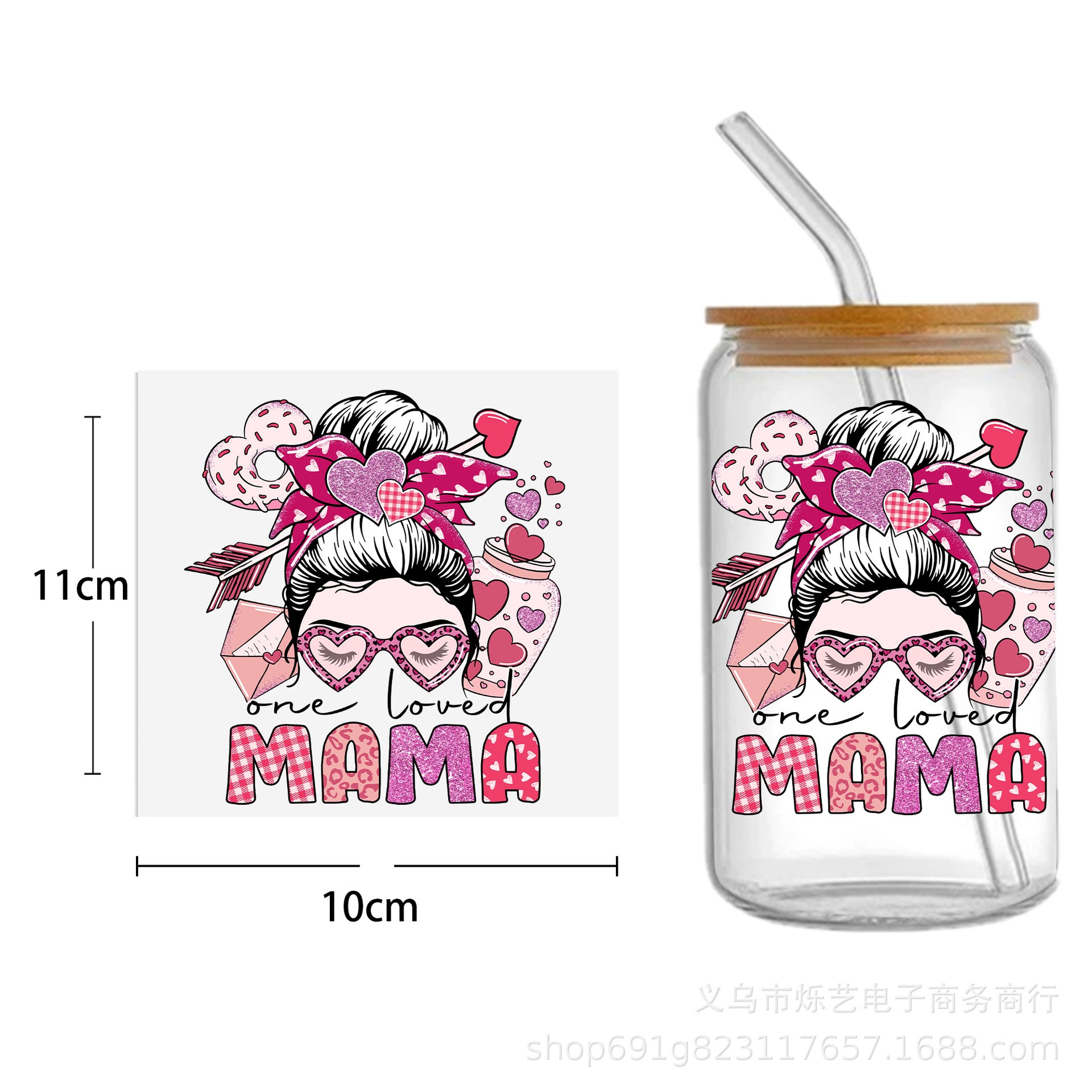 Wholesale 5pcs Mother's Day Flower Series Transparent UV DTF Transfer Crystal Cup Sticker wraps