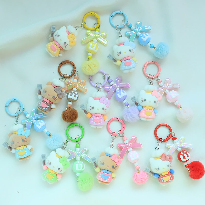 Wholesale Flocked Cute Cat Keychain OLY Exclusive