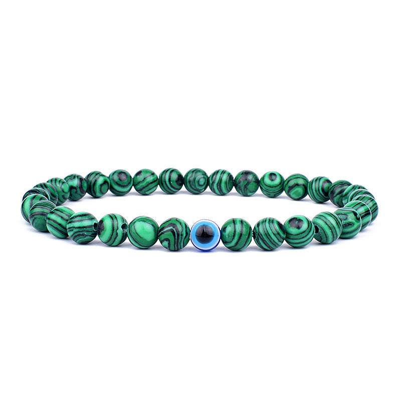 Wholesale 6Mm Natural Stone Evil Eye Stretch Bracelet Handmade Peacock Stone Jewelry Accessory Chic Fashion For Party And Gift Giving