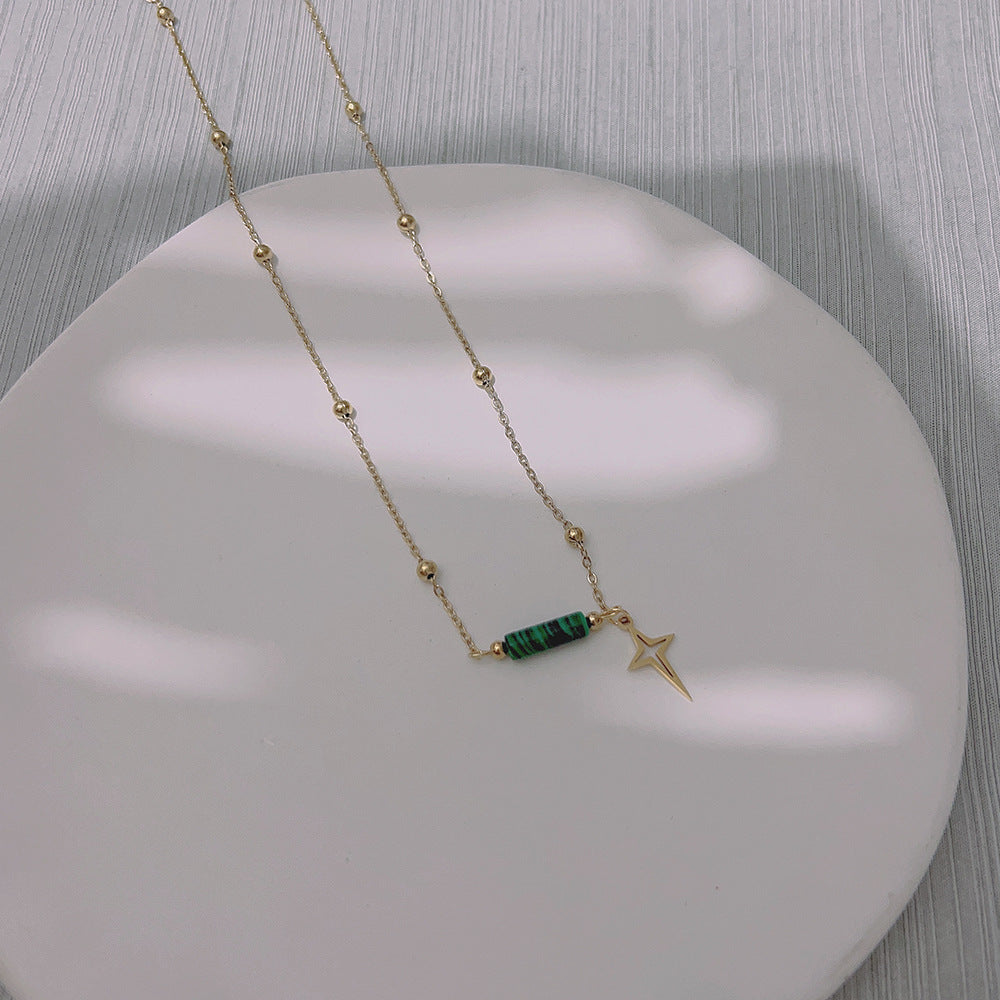 Wholesale Sun Cobra Natural Stone Titanium Steel Necklace Clavicle Chain