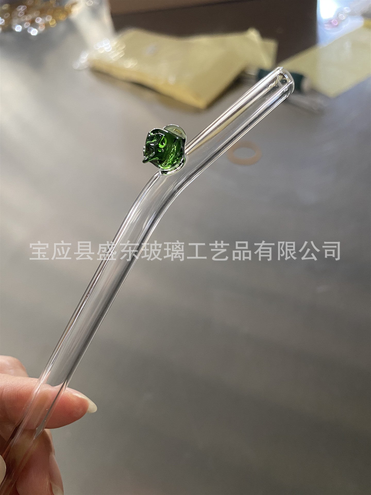 Wholesale Colorful Heart Flower Glass Straws