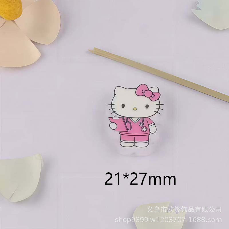 Wholesale 10pcs Cartoon print transparent acrylic beads OLY Exclusive