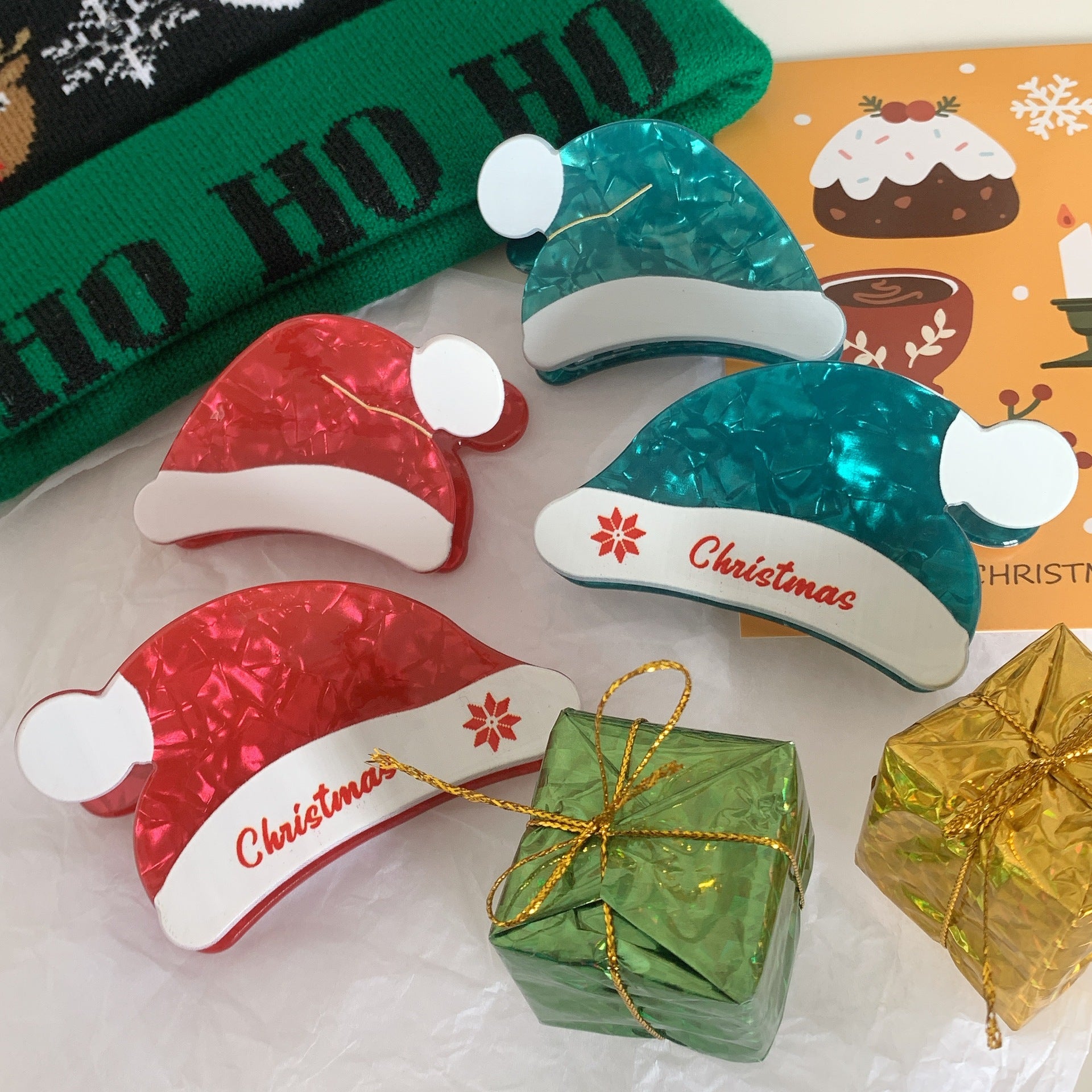 Wholesale Christmas Hat Acetate Hairpins