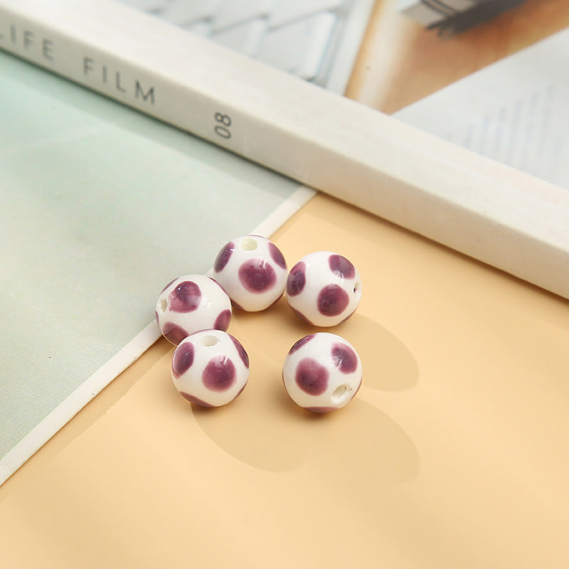 Wholesale 5pcs/pack Colorful Ball Ball Painted Ceramic Small Round Beads