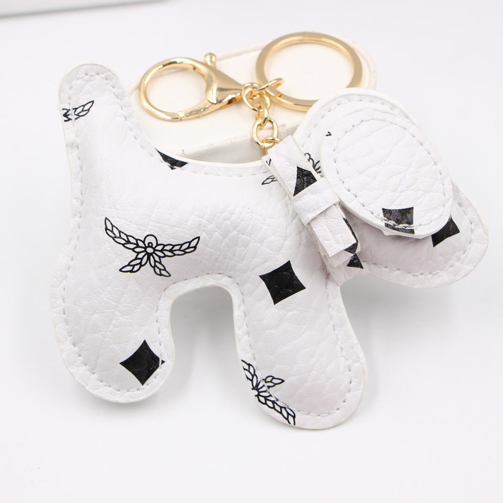 Wholesale Korean Trendy Cartoon Dog PU Leather Keychain Bag Charm Car Key Accessory Gift