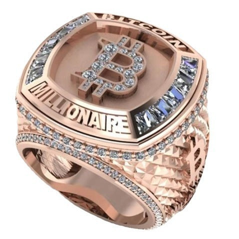 Wholesale Rose gold letter B commemorative full diamond ring