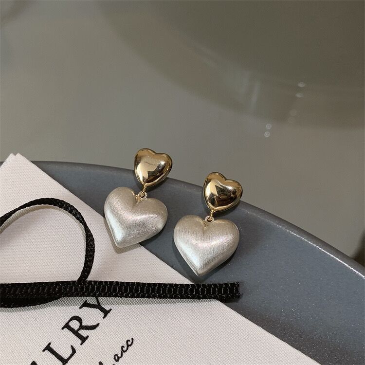 Wholesale Copper Brushed Heart Earrings