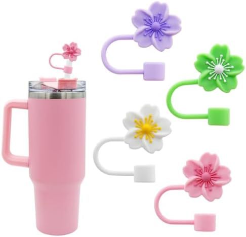 Wholesale 5pcs  Begonia silicone straw cover 10mm reusable straw plug