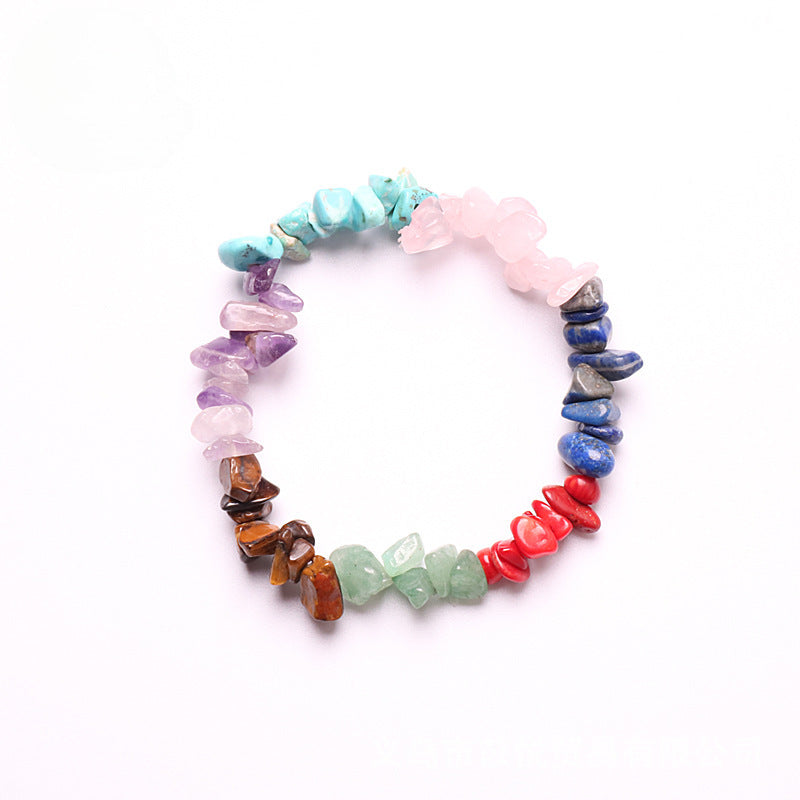 Wholesale 5pcs natural crystal gravel elastic bracelet colorful gravel bracelet