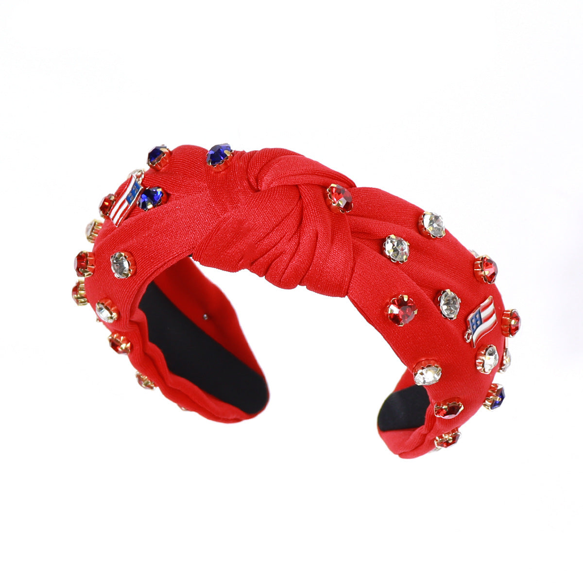 Wholesale Creative American Flag Nail Diamond Knotted Wide Brim Headband