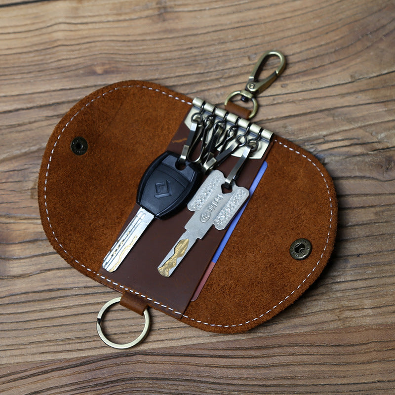 Wholesale Simple Buckle Thick Leather Cowhide Keychain