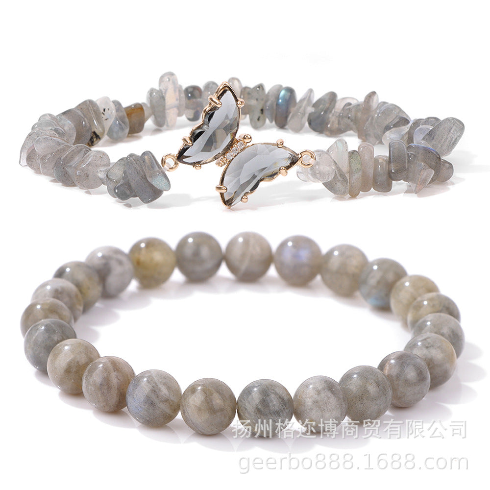 Wholesale Natural Stone Amethyst Gravel Double Layer Lapis Lazuli Bracelet