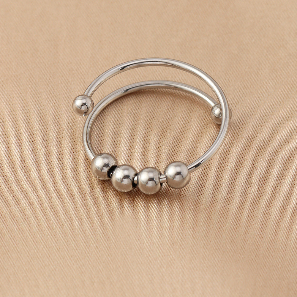 Wholesale New Rainbow Rice Bead Titanium Ring